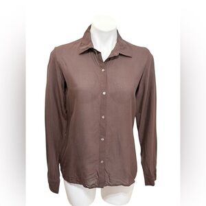 Tommy Bahama silk/ wool long sleeve sheer Brown Button-Up Shirt size 4/6